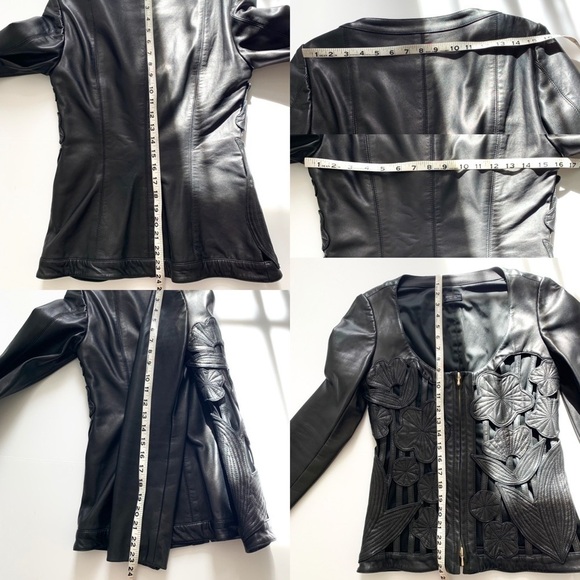 Rare & HTF Gemma Kahng New York VTG Cut-out Black Floral Runway Leather Jacket S - Picture 11 of 16
